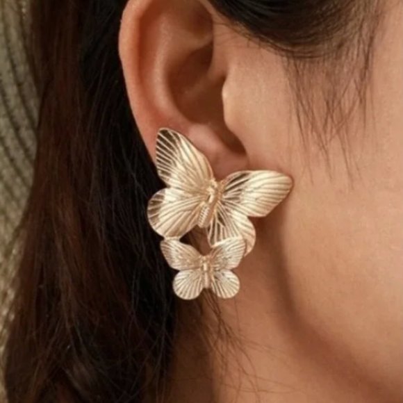 Anthropologie Jewelry - NEW! Butterfly Gold Earrings